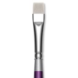 Silver Brush Silver Silk 88 Synthetic Brush - Short Handle, Chisel Blender, Size 6, close-up