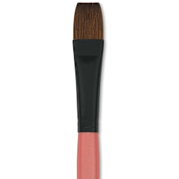 Dynasty Water Lily Watercolor Brush - Short Handle, Flat, Size 1/2", close-up