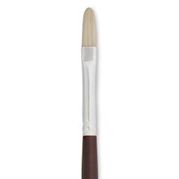 Silver Brush Silverstone Premium White Hog Bristle Brush - Filbert, Long Handle, Size 2 close up