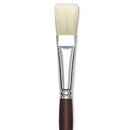 Silver Brush Silverstone Premium White Hog Bristle Brush - Flat, Long Handle, Size 12 close up