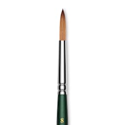 Utrecht Series 6150 Synthetic Golden Taklon Watercolor Brush - Round, Size 8, Short Handle