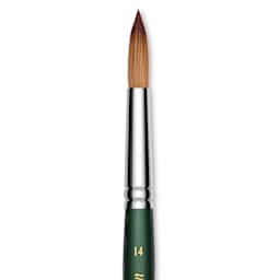 Utrecht Series 6150 Synthetic Golden Taklon Watercolor Brush - Round, Size 14, Short Handle