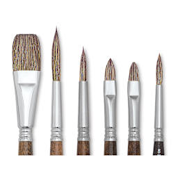 Escoda Versatil Brushes - Closeup of an assortment of various brushes shown