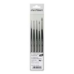 Da Vinci Casaneo Synthetic Squirrel Watercolor Brushes - Rounds, Set of 5, Short Handle, front of packaging