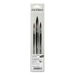 Da Vinci Casaneo Synthetic Squirrel Watercolor Brush - Quills, Set of 3, Short Handle, front of packaging