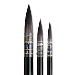 Da Vinci Casaneo Synthetic Squirrel Watercolor Brush - Quills, Set of 3, Short Handle, close up
