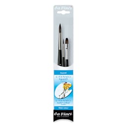 Da Vinci Casaneo Synthetic Squirrel Watercolor Brush - Assorted, Set of 3, Short Handle, front of packaging