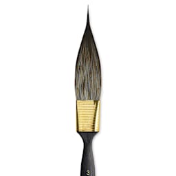Da Vinci Casaneo Synthetic Squirrel Watercolor Brush - Double Edged Striper, Size 3, Short Handle, close up