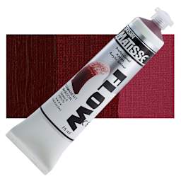 Matisse Flow Acrylic Paint - Permanent Maroon, 75 ml tube and swatch