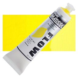 Matisse Flow Acrylic Paint - Yellow Mid Azo, 75 ml tube and swatch