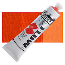Matisse Flow Acrylic Paint - Permanent Orange, 75 ml tube and swatch
