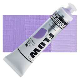 Matisse Flow Acrylic Paint - Permanent Light Violet, 75 ml tube and swatch
