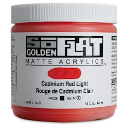 Golden SoFlat Matte Acrylic Paint - Cadmium Red Light, 473 ml, Jar