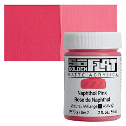 Golden SoFlat Matte Acrylic Paint - Naphthol Pink, 59 ml, Jar and swatch