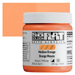 Golden SoFlat Matte Acrylic Paint - Medium Orange, 118 ml, Jar and swatch