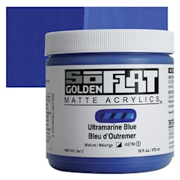 Golden SoFlat Matte Acrylic Paint - Ultramarine Blue, 473 ml, Jar and swatch