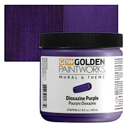 Golden Paintworks Mural and Theme Acrylic Paint - Dioxazine Purple, 16 oz, Jar and swatch