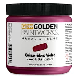 Golden Paintworks Mural and Theme Acrylic Paint - Quinacridone Violet, 16 oz, Jar