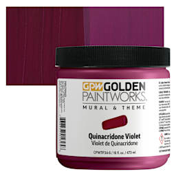 Golden Paintworks Mural and Theme Acrylic Paint - Quinacridone Violet, 16 oz, Jar and swatch