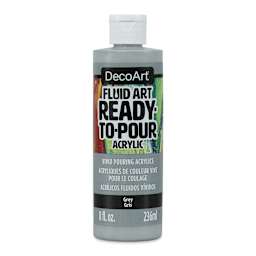 DecoArt Fluid Art Ready-To-Pour Acrylic - Grey, 8 oz Bottle (Front)