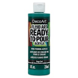 DecoArt Fluid Art Ready-To-Pour Acrylic - Deep Teal, 8 oz Bottle front