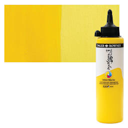 Daler-Rowney System3 Fluid Acrylic - Cadmium Yellow Hue, 250 ml bottle and swatch