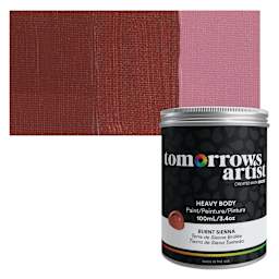 Tomorrow's Artist Eco-Friendly Heavy Body Acrylic Paint - Burnt Sienna, 100 ml jar and swatch
