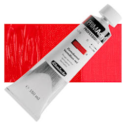Schmincke Primacryl Professional Acrylic Paint - Vermilion Red, 150 ml Tube and swatch
