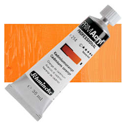 Schmincke Primacryl Professional Acrylic Paint - Cadmium Orange, 35 ml Tube and swatch