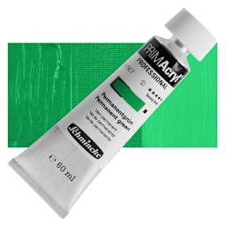Schmincke Primacryl Professional Acrylic Paint - Permanent Green Light, 60 ml Tube and swatch