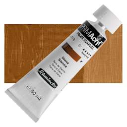 Schmincke Primacryl Professional Acrylic Paint - Sienna, 60 ml Tube and swatch