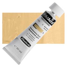 Schmincke Primacryl Professional Acrylic Paint - Renaissance Gold, 60 ml Tube and swatch
