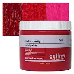 Gaffrey Art Material Standard Body Acrylic Paint - Quinacridone Red, 473 ml jar and swatch