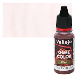 Vallejo Game Color Fluid Acrylic Wash - Flesh, 18 ml bottle and Swatch