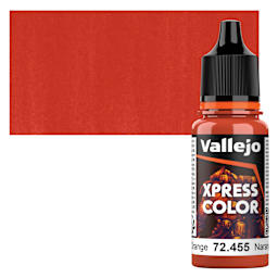 Vallejo Xpress Color Acrylic Paint - Chameleon Orange, 18 ml bottle and swatch