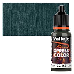 Vallejo Xpress Color Acrylic Paint - Commando Green, 18 ml bottle and swatch