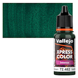 Vallejo Xpress Color Acrylic Paint - Monastic Green, 18 ml bottle and swatch