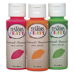 Testors Craft Acrylic Paint - Set of 3, Fluorescent Colors, 2 oz Bottle