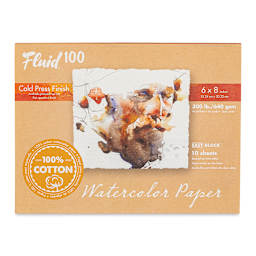 Fluid 100 Watercolor Paper Block - 6" x 8", Pkg of 10 Sheets, 300 lb, Cold Press