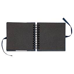 Shizen Design Black Watercolor Journal - Rough surface journal laying open to show black pages