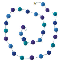 Giftsland Felt Pom Pom Garlands - Garland of large Green and Blue Pom Poms