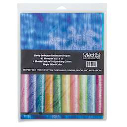 Black Ink Dotty Embossed Iridescent Papers - Front of package of 40 pc Assorted Colors
