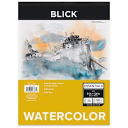 Blick Essentials Watercolor Pad - 9" x 12", 90 lb, Tapebound, 15 Sheets, front of pad