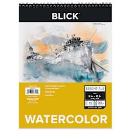 Blick Essentials Watercolor Pad - 9" x 12", Spiral-bound, 15 Sheets, front of pad