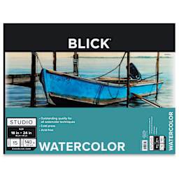 Blick Studio Watercolor Pad - 18" x 24", 140 lb, Tapebound, 15 Sheets, front of pad