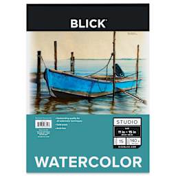 Blick Studio Watercolor Pad - 11" x 15", 140 lb, Tapebound, 15 Sheets, front of pad
