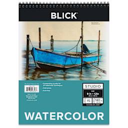 Blick Studio Watercolor Pad - 9" x 12", 140 lb, Spiral-bound, 15 Sheets, front of pad