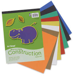 Art Street Construction Paper Pad - Cover of pad with multicolor sheets behind