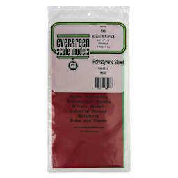 Evergreen Transparent Colored Polystyrene Sheets - Assorted, 6" x 12", 0.010" Thick, Pkg of 5, front of packaging