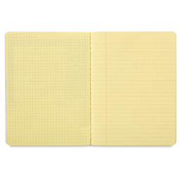 Pacon Dual Ruled Composition Books - Inside spread of Yellow book showing grid and lined pages